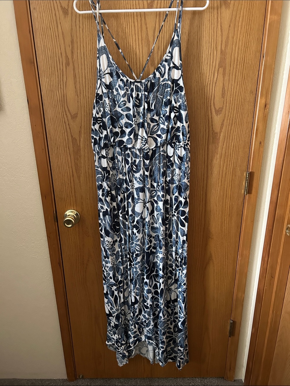 LOFT Blue and White Floral Maxi Dress